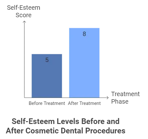 levels before and after cosmetic dental procedures