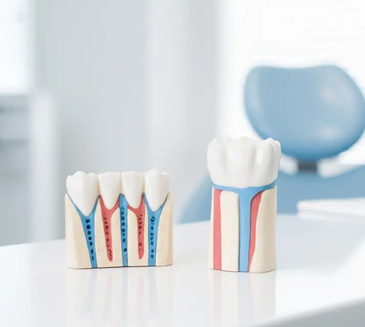Conceptual image showing a dental crown next to a model of a strong jawbone, symbolizing the need for bone grafting for dental implants.