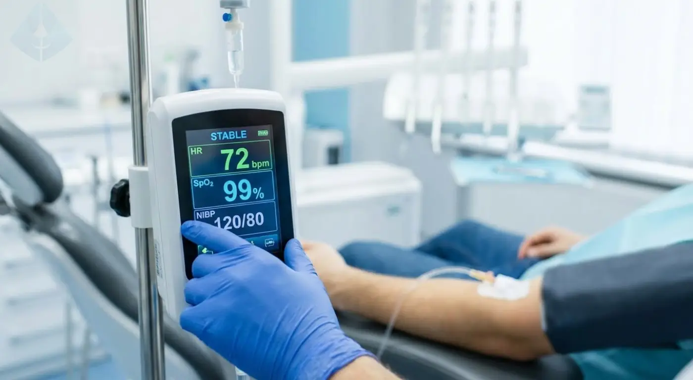 Advanced IV sedation monitoring equipment used in NJ cosmetic dental clinics for patient safety.